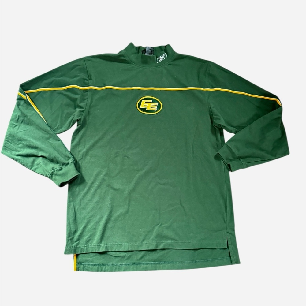 Reebok Green CFL Edmonton Eskimos Long sleeve Teeshirt Shirt with Logo, Football